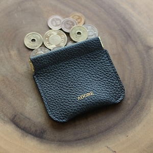 Pochette pour pièce de monnaie en cuir personnalisée noire, porte-monnaie, pochette pour pièce de monnaie en cuir souple, petite pochette pour pièce de monnaie en cuir, pochette en cuir, porte-monnaie