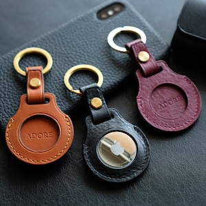 Airtag Leather case/ AirTag Key Ring | Airtag Holder | Personalized Airtag Keychain  | Air Tag Key Cover | Airtag Case(Solid Brass hardware)