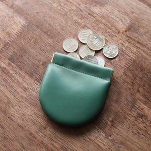 Pochette en cuir verte personnalisée, porte-monnaie, pochette pour pièce de monnaie en cuir souple, petite pochette pour pièce de monnaie en cuir, pochette en cuir, porte-monnaie