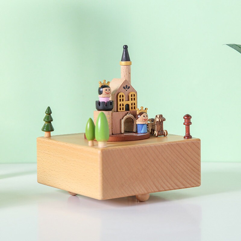 Personality Creative Wooden Castle Music Box Music Box Girls Etsy