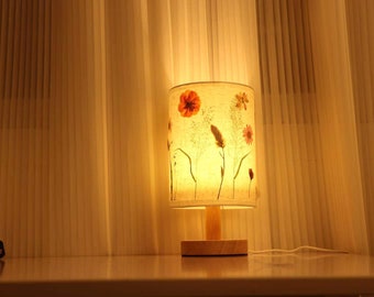 Custom Plant Pressed Flower Table Lamp, Bedroom Bedside Lamp, Creative Night Light