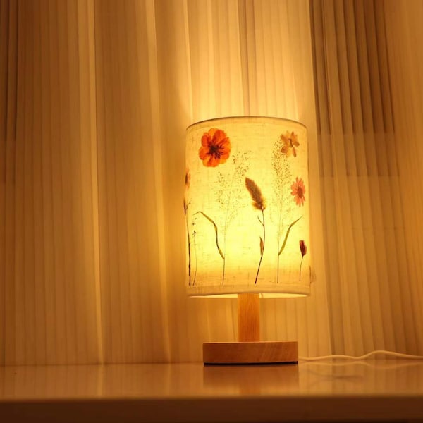 Custom Plant Pressed Flower Table Lamp, Bedroom Bedside Lamp, Creative Night Light