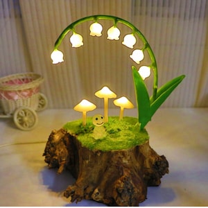 Handmade Original Lily of the Valley Mushroom Night Light／Retro Night Light／Personalized Lily of the Valley Night Light／Christmas Gift Light