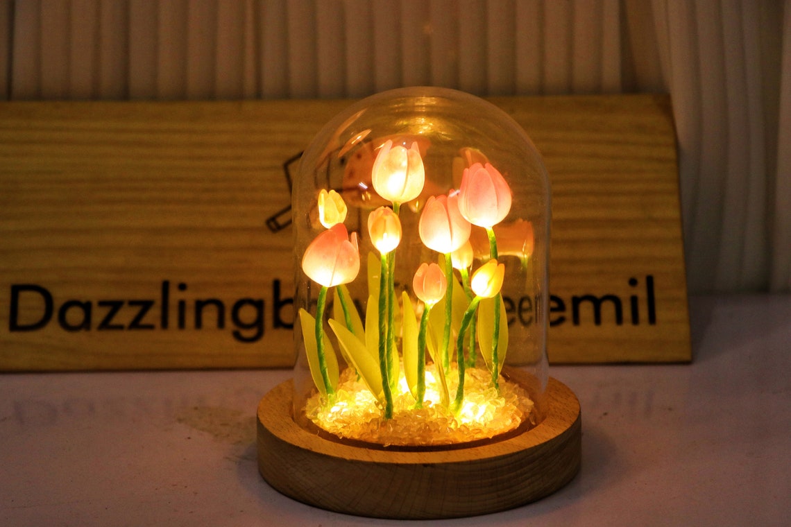 Magic Tulip Glass Container Night Light Handmade Night - Etsy