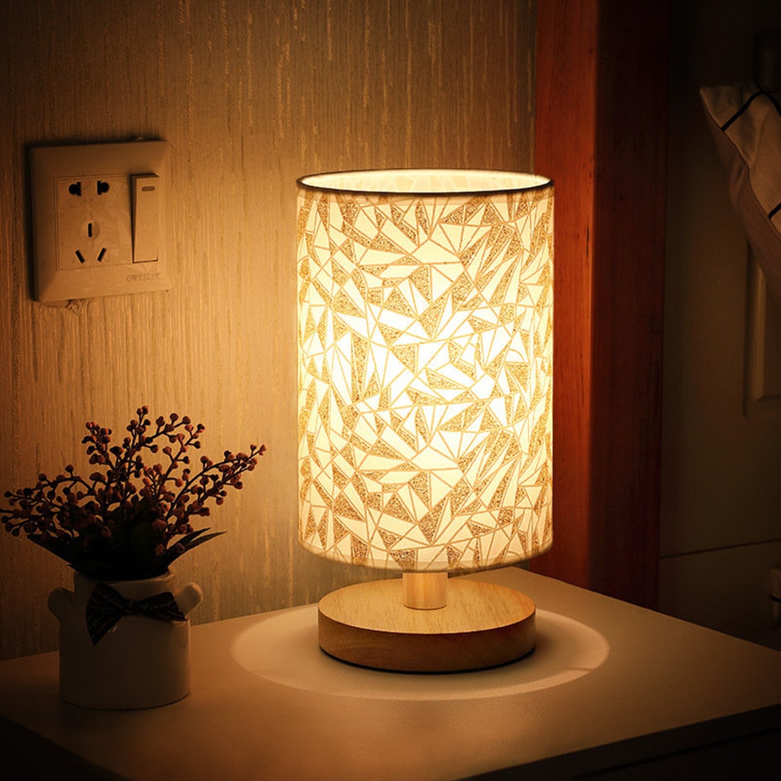 Retro simple bedroom bedside lamp wooden dimming night light Etsy