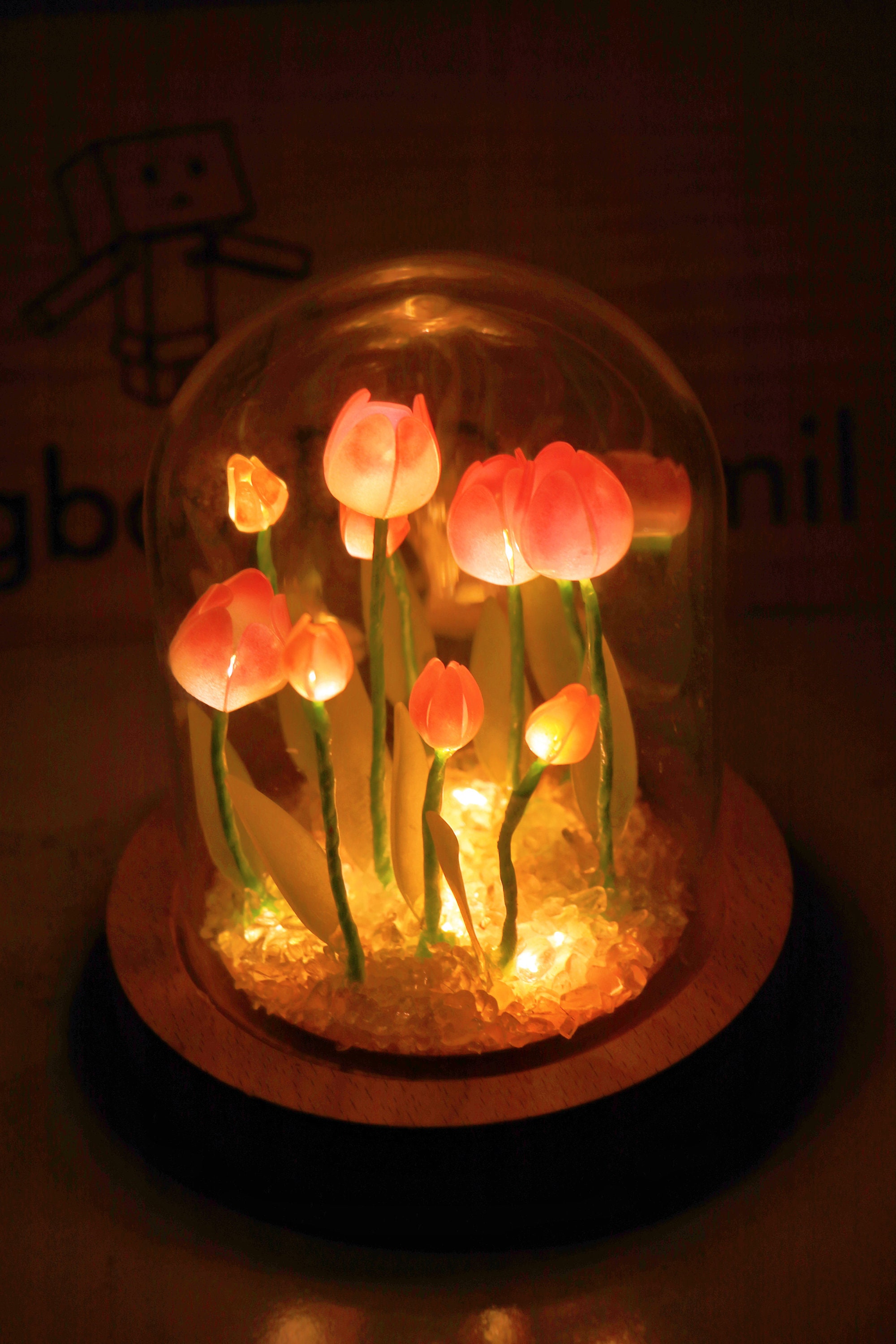 Magic Tulip Glass Container Night Light Handmade Night Etsy