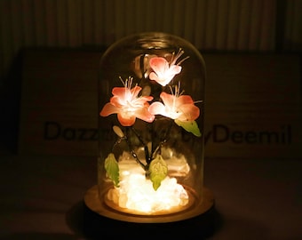 Flower Light Kapok Light Flower Sea Handmade Night Light/Cute Retro Fairy Lantern/Gift Light/Crystal Light Magic Night Light