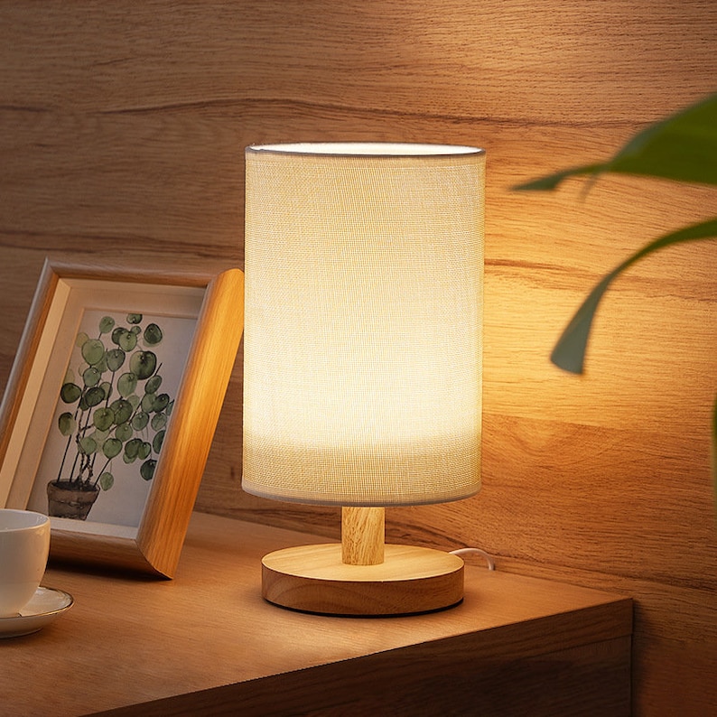 Retro Simple Bedroom Bedside Lamp Wooden Dimming Night Light - Etsy