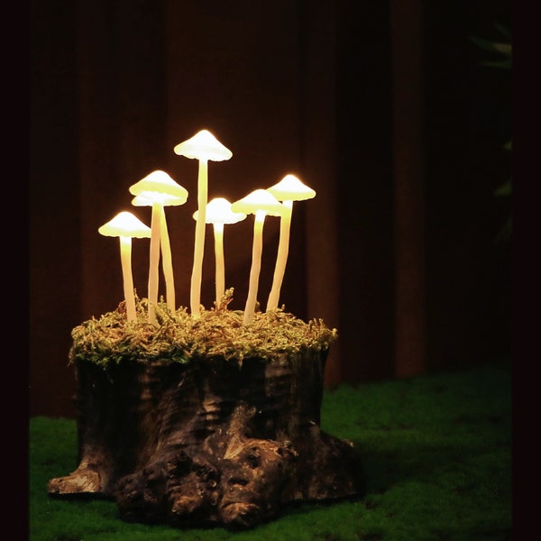 Handmade original mushroom lamp / clay mushroom / retro night light / log mushroom lamp / gift lamp / Christmas gift /
