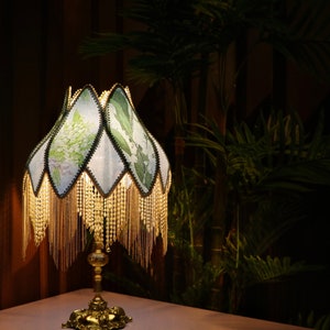 Retro Butterfly Flower Table Lamp／Handmade French Table Lamp／Fringe Art Lamp／DIY Lily of the Valley Table Lamp／Desk Lamp／Gift Light