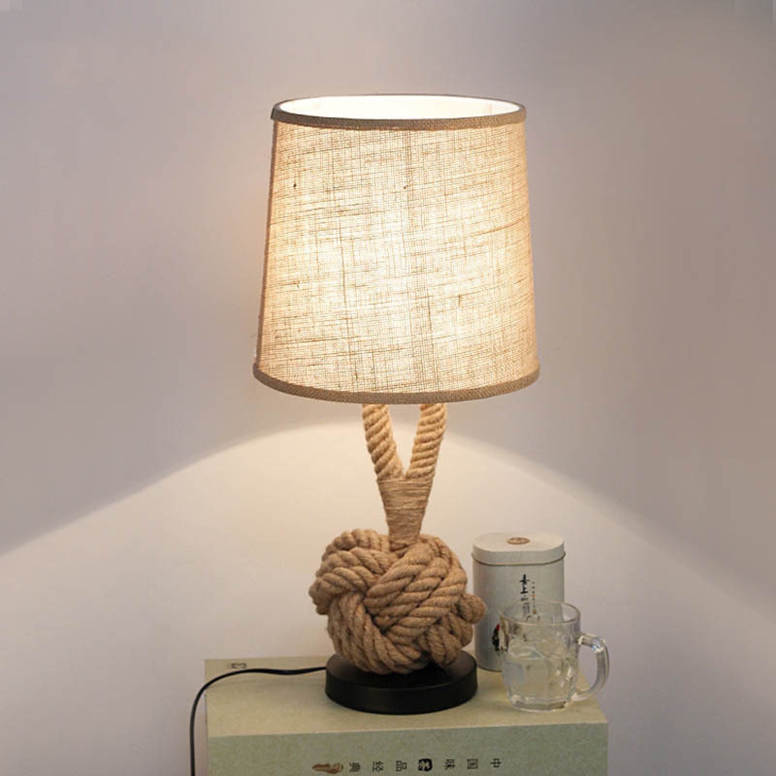 Handmade Hemp Rope Table Lamp/Retro Personality Creative Etsy