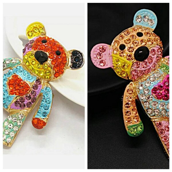 Broche ourson multicolore