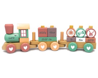 Holzeisenbahn baby | Etsy Bauzug Zug mit Klötzen Holzspielzeug Eisenbahn Spielzeug
