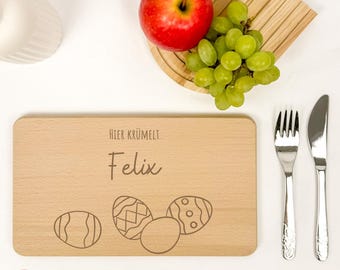 Personalized breakfast board, children's breakfast board, personalized snack board with name & Easter motif, Easter gift