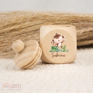 Personalized tooth tin monkey, milk tooth tin wood, tin milk teeth with name, tooth tin screw cap, tooth fairy, gift for school enrollment