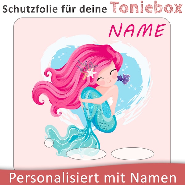 Toniebox Schutzfolie mit Namen personalisierbar | Meerjungfrau | Schutz Folie