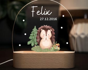 Nachttischlampe dimmbar Igel, Nachtlicht Baby, Tischlampe Kinder, Babygeschenk zur Geburt, personalisierte Geschenkidee