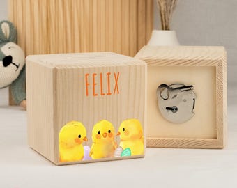 Personalized wooden money box for children. Unique with a name. Easter, Easter gift.