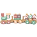 Wooden railway locomotive train with plug-in shapes pink | printed and personalizable | for baptism and birth product logo