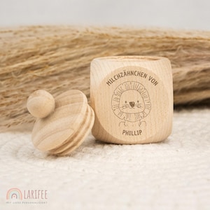 Personalized lion tooth tin, wooden milk tooth tin, milk tooth tin with name, screw-top tooth tin, tooth fairy, school enrollment gift
