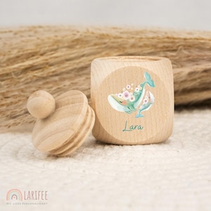 Personalized tooth tin, wooden milk tooth tin, milk tooth tin with name, screw-top tooth tin, tooth fairy, school enrollment gift