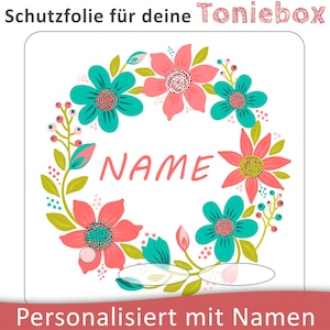 Toniebox protective film with name customizable | Flower Wreath | Protection film