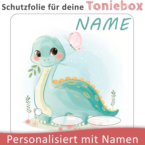 Toniebox protective film with name customizable | Little Dinosaur Dino | Protection film