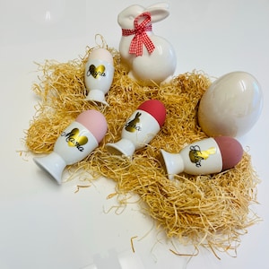 Eierbecher zu Ostern in Weiß mit Namen personalisiert - Ostern Geschenk Dekoration - moderne Osterdeko - Osterschmuck - Frühlingsgruß