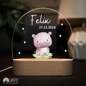 Bedside lamp dimmable hippo, night light baby, table lamp children, baby gift for birth, personalized gift idea