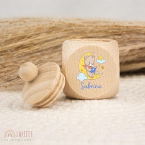 Personalized tooth tin, wooden milk tooth tin, milk tooth tin with name, screw-top tooth tin, tooth fairy, school enrollment gift