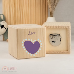 Personalized heart money box, children&#39;s money box, wooden money box with name, baptism gift, baby gift, school enrollment gift