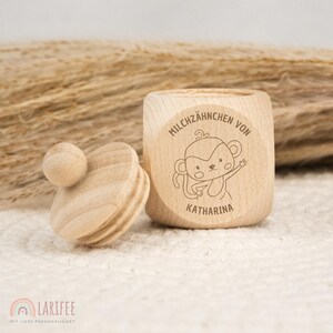 Personalized tooth tin monkey, milk tooth tin wood, tin milk teeth with name, tooth tin screw cap, tooth fairy, gift for school enrollment