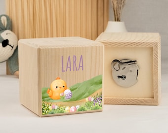Personalized wooden money box for children. Unique with a name. Easter, Easter gift.