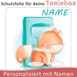 Película protectora Toniebox con nombre personalizable ? Zorro bebé con carta ? Película de protección