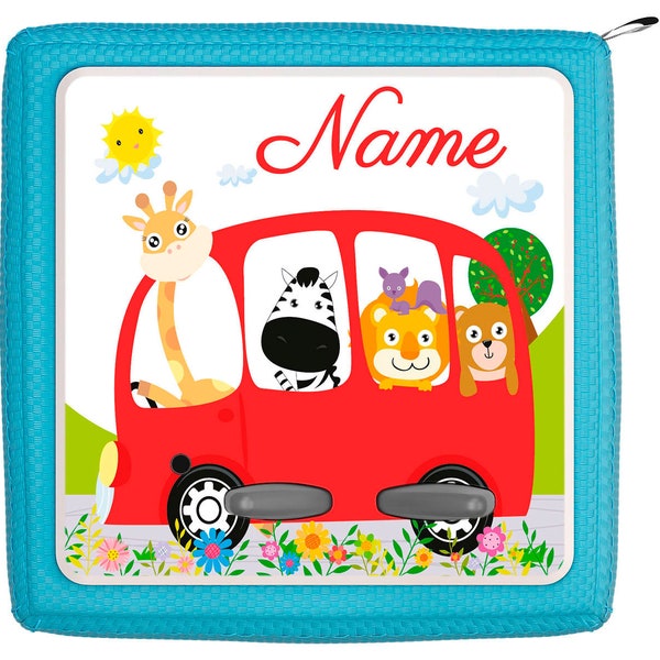 Toniebox protective film with name customizable | Animals drive with red car