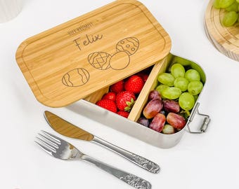 Personalized lunchbox with name & Easter motif, stainless steel lunchbox for kindergarten and school, Easter gift