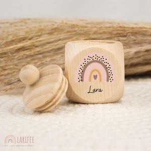 Personalized tooth tin, wooden milk tooth tin, milk tooth tin with name, screw-top tooth tin, tooth fairy, school enrollment gift