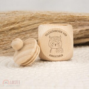 Personalized owl tooth box, wooden milk tooth box, milk teeth box with name, screw-top tooth box, tooth fairy, school enrollment gift