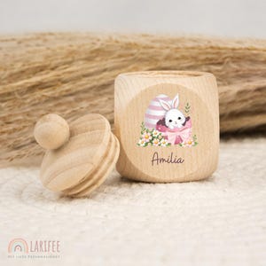 Personalized tooth tin with Easter motif, wooden milk tooth tin, milk tooth tin with name, screw-top tooth tin, tooth fairy, school enrollment gift