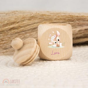 Personalized tooth tin deer, milk tooth tin wood, tin milk teeth with name, tooth tin screw cap, tooth fairy, gift for school enrollment