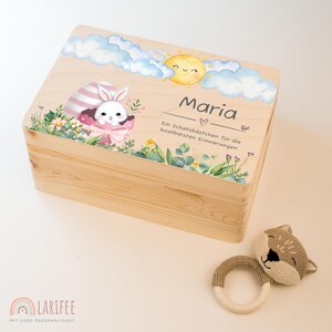 Baby memory box, children&#39;s memory box, sizes S, M, L: Personalized with name, saying & Easter motif, pink