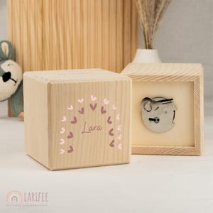 Personalized heart money box, children&#39;s money box, wooden money box with name, baptism gift, baby gift, school enrollment gift