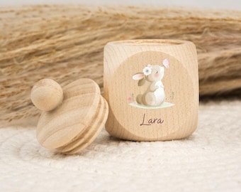Zahndose aus Holz, Milchzahndose personalisiert mit Name