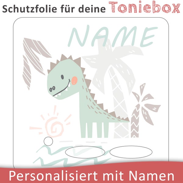 Toniebox Schutzfolie mit Namen personalisierbar | Kleiner Dinosaurier Dino | Schutz Folie