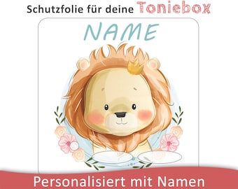Toniebox protective film with name customizable | Little Lion with Flower Wreath | Protection film