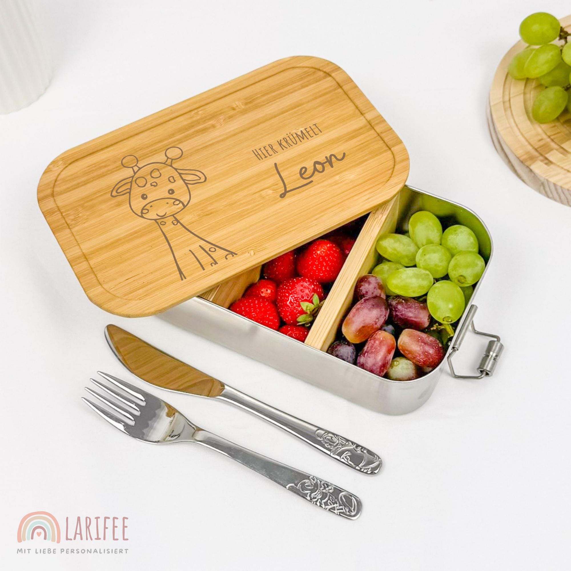 Personalized lunch box giraffe, lunch box with name, back to school, kindergarten, school enrollment, sustainable stainless steel lunch box for children