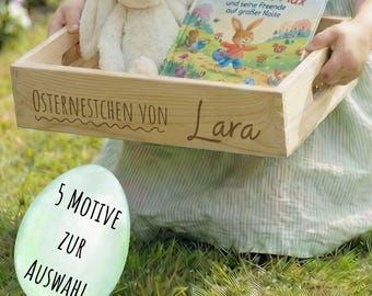 Personalized wooden Easter box with name and motif, Easter nest for children, Easter gift, Easter basket, Easter basket