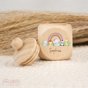 Personalized tooth tin, wooden milk tooth tin, milk tooth tin with name, screw-top tooth tin, tooth fairy, school enrollment gift