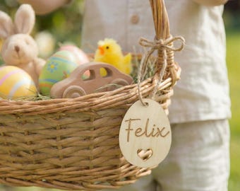 Personalized Easter basket - made of willow (34 × 23 cm) - with name tag - Easter nest, Easter basket