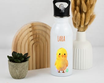 Personalized children's water bottle, white stainless steel, 500ml. Unique with name & Easter motif, Easter, Easter gift